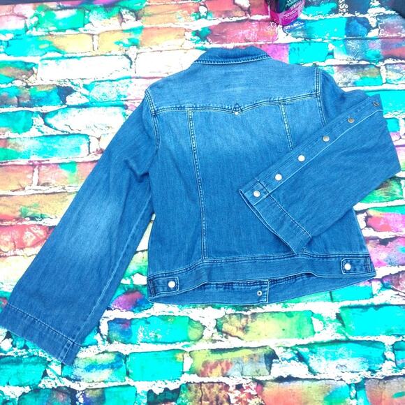 Liverpool Bell Snap Sleeve Beckett Blue Denim Jean Jacket size Medium - Picture 2 of 16